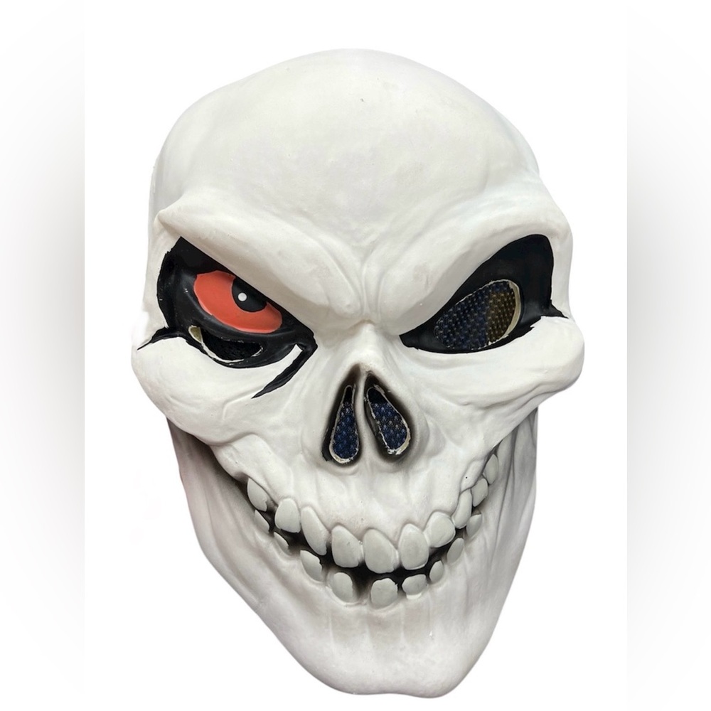 Red Eye Skull Skeleton Half Mask Spooky Costume Halloween Cosplay